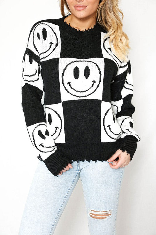 Checkered Smiley Sweater