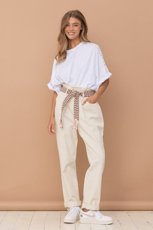 Studded Oversized High Low T Shirt