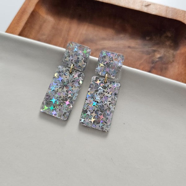 Ida Earrings - Silver Glitter