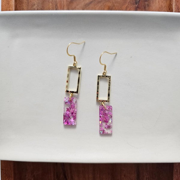 Raya Earrings - Pink Glitter