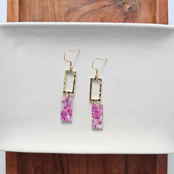 Raya Earrings - Pink Glitter