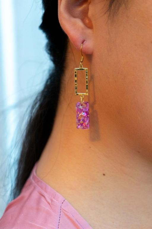 Raya Earrings - Pink Glitter